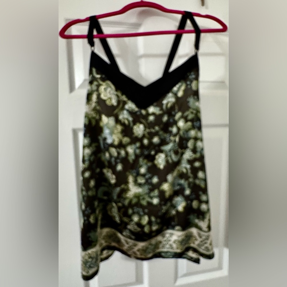 Free People Black and Green Patterned Camisole